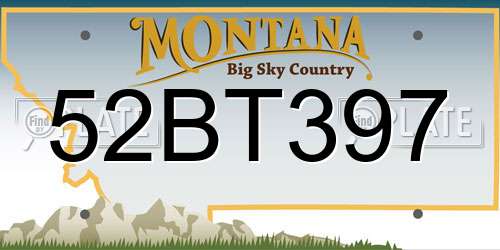 52BT397 Montana License Plate