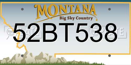 52BT538 Montana License Plate