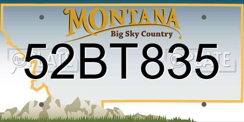 52BT835 Montana License Plate