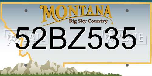 52BZ535 Montana License Plate
