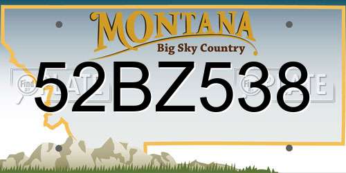 52BZ538 Montana License Plate