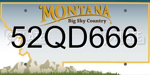 52QD666 Montana License Plate
