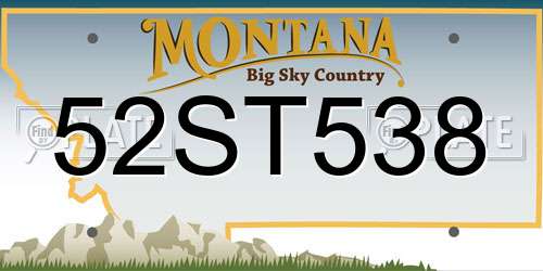 52ST538 Montana License Plate