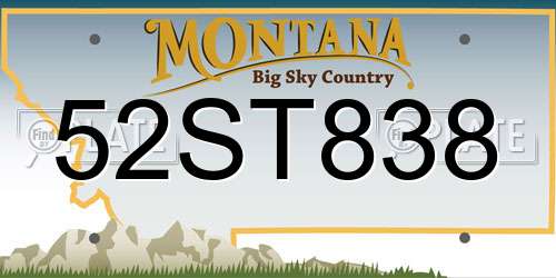 52ST838 Montana License Plate