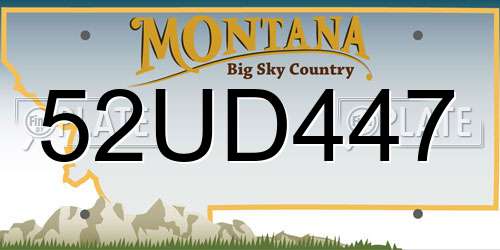 52UD447 Montana License Plate