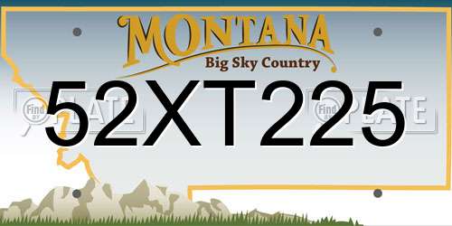 52XT225 Montana License Plate