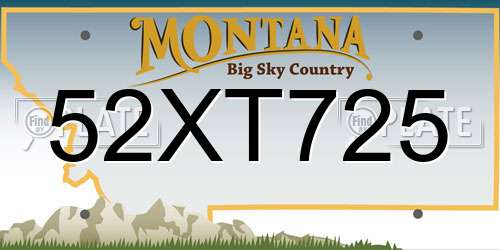 52XT725 Montana License Plate