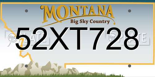 52XT728 Montana License Plate