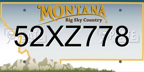 52XZ778 Montana License Plate