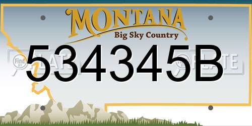 534345B Montana License Plate