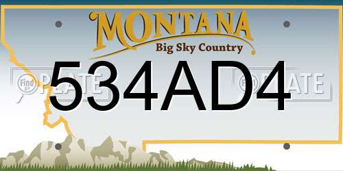 534AD4 Montana License Plate