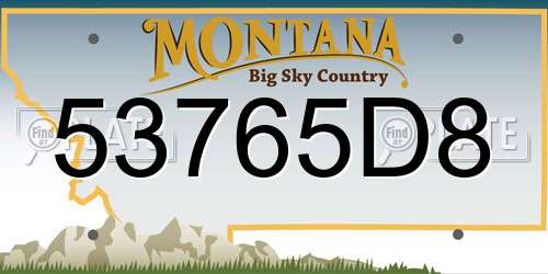53765D8 Montana License Plate