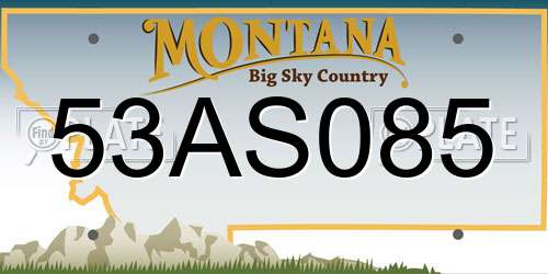 53AS085 Montana License Plate