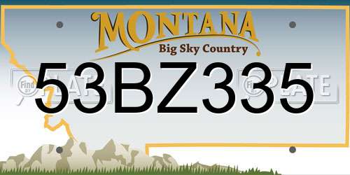 53BZ335 Montana License Plate
