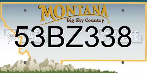 53BZ338 Montana License Plate