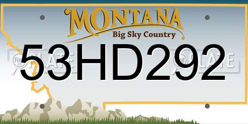 53HD292 Montana License Plate