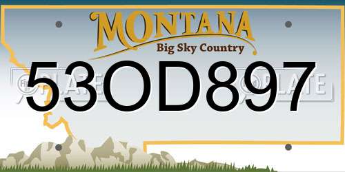 53OD897 Montana License Plate