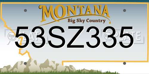 53SZ335 Montana License Plate