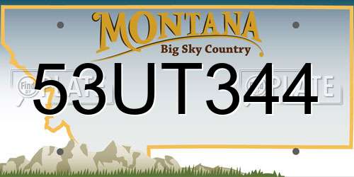 53UT344 Montana License Plate