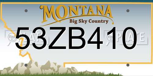 53ZB410 Montana License Plate