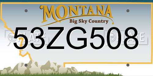 53ZG508 Montana License Plate