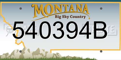 540394B Montana License Plate