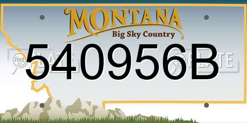 540956B Montana License Plate