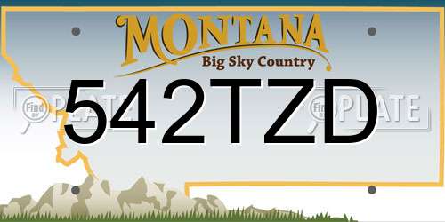 542TZD Montana License Plate