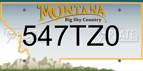 547TZ0 Montana License Plate