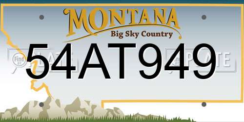 54AT949 Montana License Plate