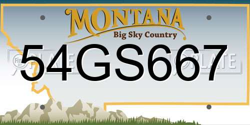 54GS667 Montana License Plate
