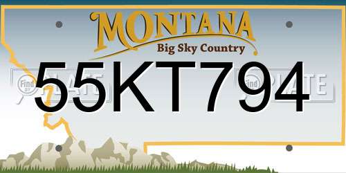 55KT794 Montana License Plate