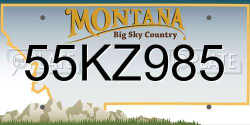 55KZ985 Montana License Plate