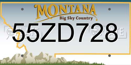 55ZD728 Montana License Plate