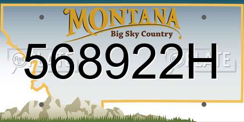 568922H Montana License Plate