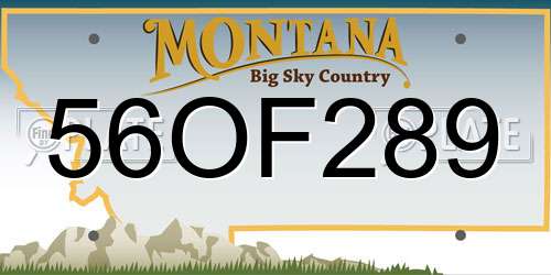 56OF289 Montana License Plate