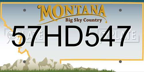 57HD547 Montana License Plate