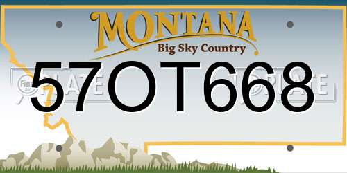 57OT668 Montana License Plate