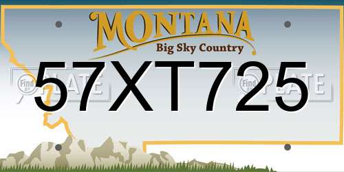 57XT725 Montana License Plate