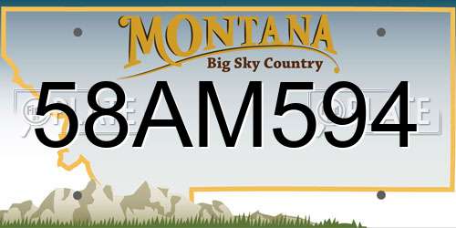 58AM594 Montana License Plate