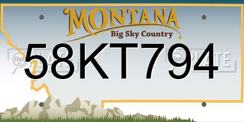 58KT794 Montana License Plate