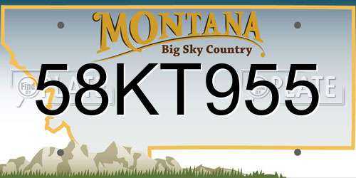 58KT955 Montana License Plate