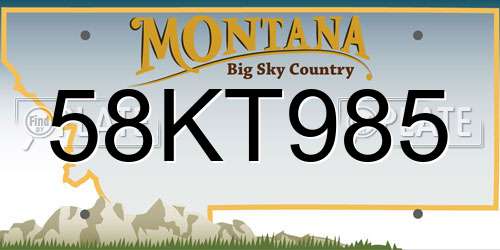 58KT985 Montana License Plate