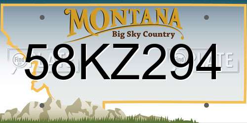 58KZ294 Montana License Plate