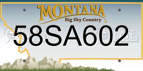 58SA602 Montana License Plate