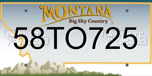 58TO725 Montana License Plate
