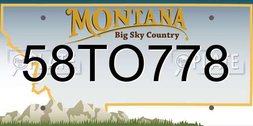 58TO778 Montana License Plate