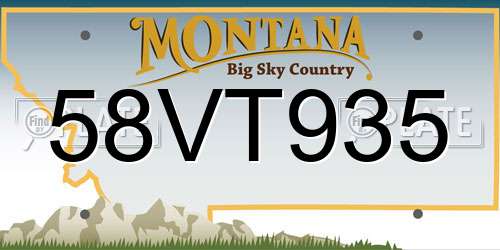 58VT935 Montana License Plate