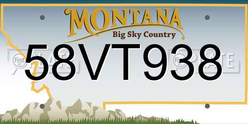 58VT938 Montana License Plate