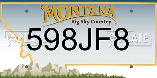 598JF8 Montana License Plate
